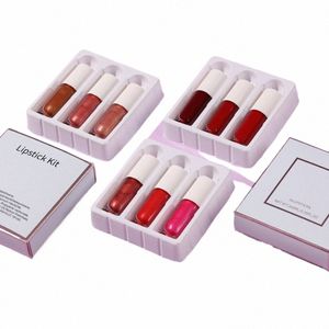 5 ensembles Nude mat rouge à lèvres Kit marque privée Lipgloss couvercle blanc Chunky tube rond en gros lèvres maquillage ensembles cosmétiques ensemble complet Z8DL #