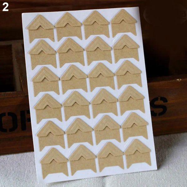 5 feuilles / 120pcs albums photo autocollants d'angle vintage coin kraft papier autocollants scrapbooking photo bricolage album photo décor