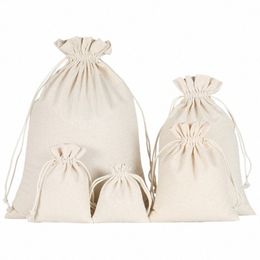 5 tailles Cott en lin en tissu sacs à crampons alimentaires Sacs de rangement à thé de bonbons organisateur de cuisine bijoux d'emballage pochette en gros i7cl #