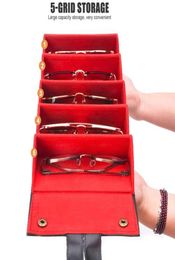 5 slots opvouwbare lederen brillen opbergdoos display zonnebril brillen reisorganisatorkoffer meerdere hangende container 2203021916382