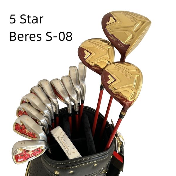 Honma S-08 – ensemble complet de Clubs de Golf 5 étoiles, pilote Honma Beres S-08, fers à bois de Fairway, Putter, manche en Graphite avec couvre-tête/14 pièces