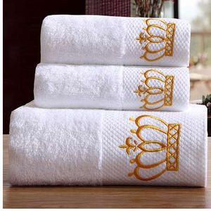 Ensemble de serviettes de bain blanches brodées de luxe, hôtel 5 étoiles, grande serviette de plage 100% coton, absorbante, à séchage rapide, pour salle de bain