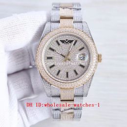 5 Star Super 9 Style Full Diamond Watch President Datejust 41 mm 228236 Black Nail Automatic 18k Sapphire Horloges Heren Heren Polshorloges Two Tone Gold