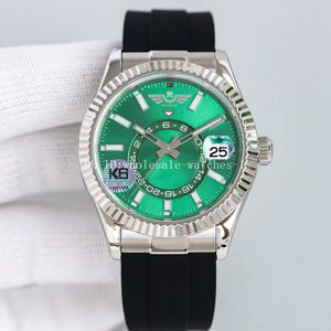 5 étoiles Super Watch TW K6 Factory CAL.9001 Montre-bracelet à mouvement mécanique automatique 42 mm 326235 vert Dail Sky-Dweller Ring Comm et GMT Month Work Sapphire Montres pour hommes