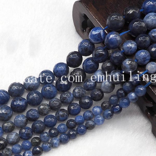 5 brins de haute qualité en perles rondes à facettes en sodalite rondes naturelles pierre bleue veine semi précieuse perles de bricolage 6mm 8mm 10mm pour la fabrication de bijoux