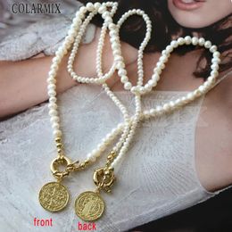 Collier de perles 5 brins avec pendentifs San benito, bijoux en zircon pour femmes 240311