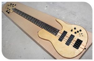 5 cordes 24 frettes Original Body Neck-thru-body Guitare basse électrique avec matériel noir, touche en palissandre, peut être personnalisé