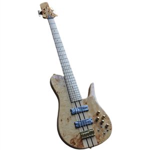 5 Strings Natural Wood Color Electric Bass Guitar met nek-thru-body aanbieding Logo/Color Customize