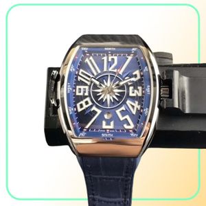 Watch de haute qualité de haute qualité Vanguard Rose Gold Automatic Mens Watch V 45 SC DT Blue Dial Rubber Strap Gents Watches8979536