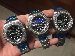 5 Estilo de los hombres Bling Diamond Crystal Relojes Mecánicos 2813 Asia Reloj Hombres Azul Negro 116660 Dive Sea Sport Superlativo Fecha Relojes de pulsera