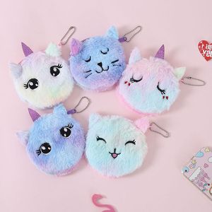 5 Styles chat dessin animé cheval en peluche Portefeuille court porte-monnaie zipper enfants étudiant Clé pendentif sac sacs de rangement titulaire de la carte 10cm M2204