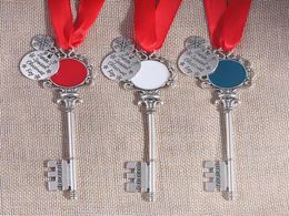 5 Styles Christmas Magic Key Snowflake Ribbon Keychain open haard Decoratie Indoor Pendant Festival Party Supplies3177213