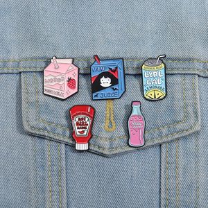 5 styles épingles en émail de contenant juice jaute jilte jaite à lait épingles à revers zip-top peut créatif broches en métal épingle à bijoux décoratif