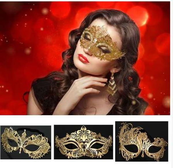 5 Styles De Luxe Or Couronne Vénitien En Métal Découpé Au Laser De Mariage Mascarade Masque De Danse Cosplay Costume Partie Masque