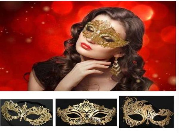 5 styles Luxury Gold Crown Venetian Metal Laser Cut Wedding Masquerade Mask Dance Cosplay Costume Party Mask2739092