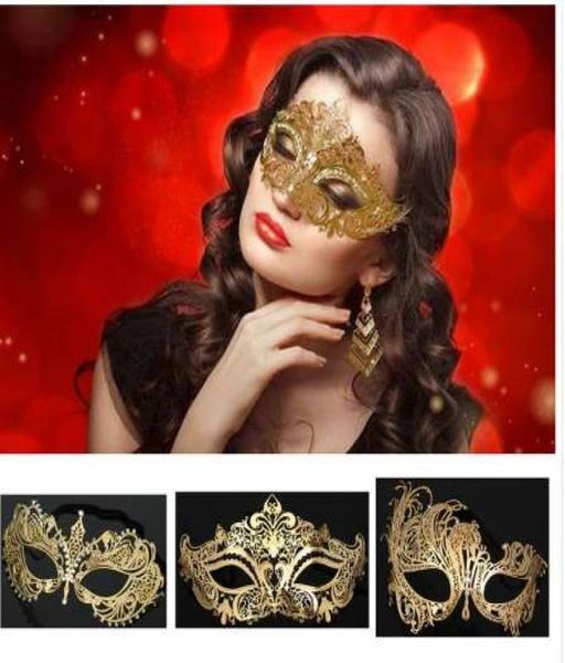 5 styles Luxury Gold Crown Venetian Metal Laser Cut Wedding Masquerade Mask Dance Cosplay Costume Party Mask7788271