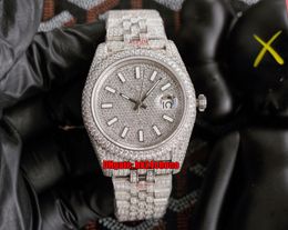 5 Estilos Relojes de lujo 126300 41 mm Iced Out Full Diamond ETA2824 Reloj automático para hombre Pav￩ Diamonds Dial árabe Pulsera de acero 904L Relojes de pulsera para caballeros