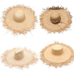 5 Styles chapeau d'été en paille pour femmes chapeaux de soleil casquettes de plage Sombreros large bord casquette latérale disquette femme raphia fille 240309