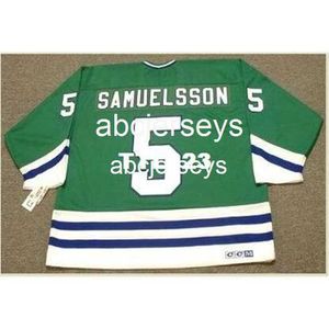 #5 ULF SAMUELSSON Hartford Whalers 1989 CCM Away Hockey Jersey Steek elk naamnummer