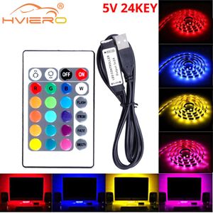 5 V USB-verlichting LED-strip RGB-afstandsbediening 5V 12V 24V Voltstrips Ruimende controllers 24 Sleutel Draadloos