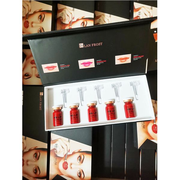 5 viales de 8ml de suero de ampolla de labios BB coreanos, brillo de labios rojo romántico, pigmento de maquillaje permanente