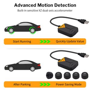 5 Wheels TPMS for Android Car Radio DVD Player Tire Pressure Monitoring System Spare Tyre Sensor USB TMPS