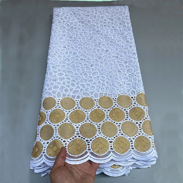 Organza nigérian français de 5 yards avec fil d'or, tissu en maille de Tulle africain en dentelle de haute qualité pour jupe de fête de mariage 231225