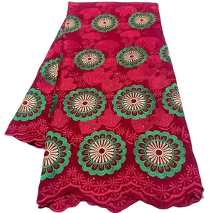 5 yardas Swiss Voile Lace Fabric Bordado de algodón Africano Mujeres Vestido de fiesta de la noche Textil Ladies Nigerianas Ropa de cumpleaños Alta calidad 2023 YQ-8137