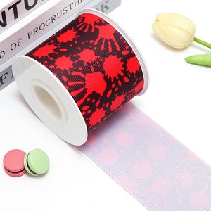 5 yards Thanksgiving Day Gedrukte Grosgrain -linten voor haarbogen Diy Handmade Materials 85044