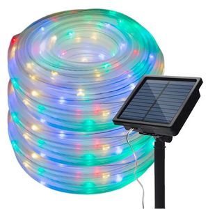 Guirnalda de luces de tubo de cuerda con energía Solar de 50/100 LED, luces tipo Hada impermeables para exteriores, guirnalda de jardín para decoración de patio de Navidad