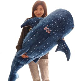 50/100 CM dessin animé requin bleu en peluche jouets gros poisson baleine bébé doux Animal oreiller poupées enfants cadeaux d'anniversaire 240118