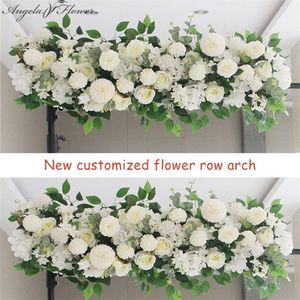 50/100 cm DIY bruiloft bloem muur arrangement levert zijde pioenrozen rose kunstmatige bloemen rij decor huwelijkijzeren boog achtergrond 220406