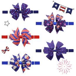 50 / 100pcs 4 juillet Bows de chien USA drapeau patriotique chien papillon