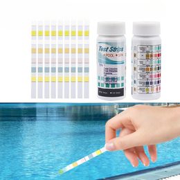 50/100pcs 6/7 en 1 piscina de pH Papel de prueba de pH CLORINE/PH/PHOMINE PRUEBA DE PRUEBA DE PESO DE PISULA