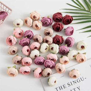 Roses de thé artificielles en soie, 50/100 pièces, bourgeons, cadeaux DIY, boîte à bonbons, décorations de noël pour la maison, jardin, accessoires de mariage