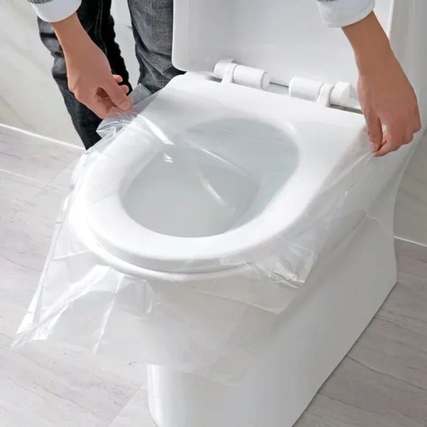 50 / 100pcs Biodégradable Disposable Plastic Plastic Toilet Couvrette de sécurité portable Voyage de salle de bain Papier de toilette Papier de salle de bain Accessoire