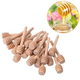 50 100pcs / pack de mini 8/10 cm de bois de miel en bois bâtons le serveur emballé individuellement pour miel Dispense les cuillères au miel