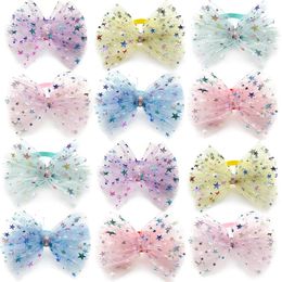 50/100 pièces chien chat petits nœuds papillon étoile maille Style chien cravate noeud papillon réglable chien cravates chien accessoires fournitures pour animaux de compagnie 240103