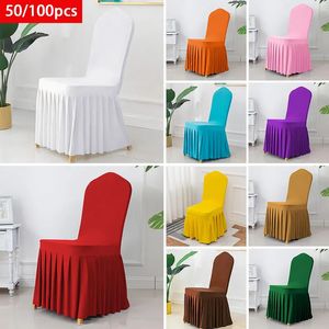 50/100 Uds. Fundas para sillas con falda plisada, fundas para sillas de poliéster para fiestas, bodas, banquetes, decoración del hogar, fundas para sillas de boda 240104