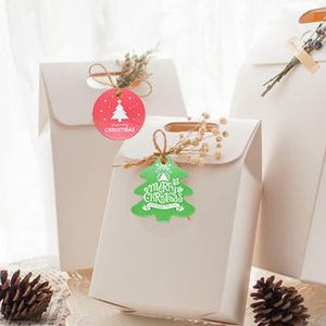 50 / 100pcs Green Red Star Tree Shape de Noël Arbre de décoration suspendue Sac-cadeaux Bags Merry Christmas Label pour la fête de Noël décoration