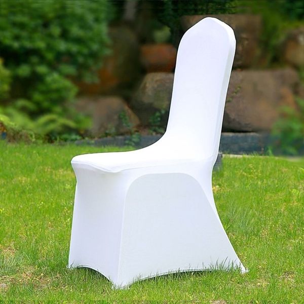50 100pcs Universal pas cher El White Chaise Cover Office Lycra Spandex Chair Covers Weddings Party Dining Christmas Event Event Decor T2312W
