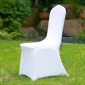50 100 pcs Universal Cheap Hotel White Chair Cover Office Lycra Spandex Chair Covers Weddings Party Dineren Kerst evenement Decor T200601 195O