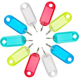 50-10 pcs/lot porte-clés en plastique transparent avec étiquette à anneau fendu fenêtre d'affichage Double face pour bricolage porte-clés Kit artisanat matériel