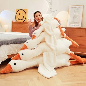 50-190 cm mignon grand jouet en peluche d'oie blanche Kawaii énorme canard sommeil oreiller coussin doux peluche poupée cadeau d'anniversaire pour fille 240118