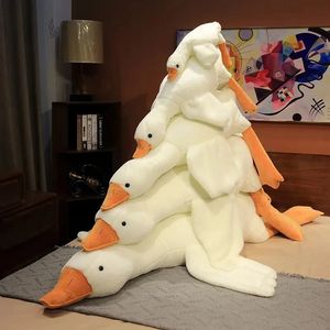 50-190 cm Big Big White Goose Plance Toys Kawaii Énorme coussin de sommeil de canard coussin doux Animal en peluche Poupée d'anniversaire pour les enfants 240426