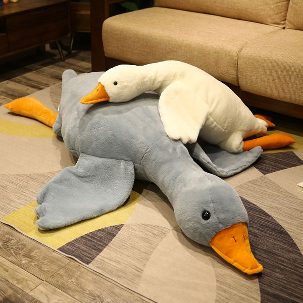 Poupées en peluche Fournitures 50-190cm jouets de canard géant mignon oreiller de couchage animal en peluche cygne oie doux poupées tapis de sol enfants filles cadeau d'anniversaire