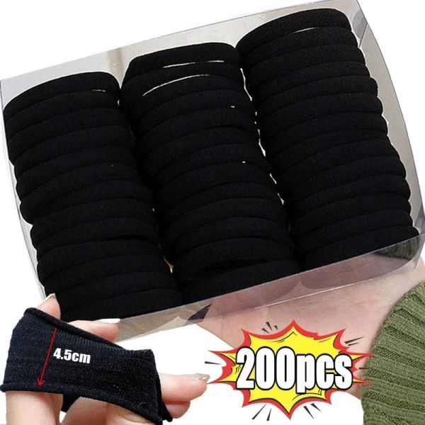 50 / 200pcs High Elastic Hair Bands For Women Girls Black Hairband Caoutch Rubber Solder Solder Scrunchies Kids Hair Accessoires