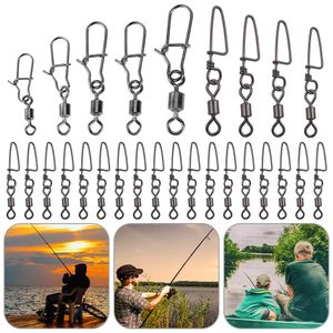50/20pcs pêche émenile et connecteur de pêche carabiner broches pivotant des boucles de métal pivotant