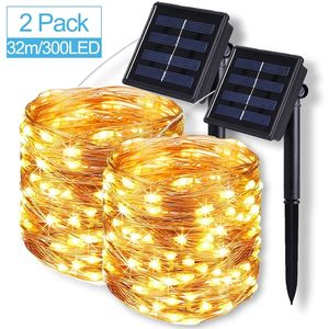 50/330 LED Lumières Solaires Lampe Extérieure Pour La Décoration De Noël De Vacances Guirlande Festoon Guirlande Lumineuse Garden Party Guirlande Lumineuse 220408