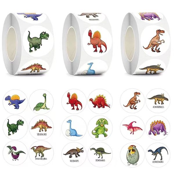 50 500pcs autocollants de dinosaures animaux mignons pour enfants 1 pouce garçon jouet jeu anniversaire salle de classe fête récompense décoration 220716